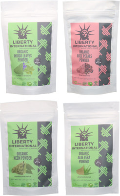 

LIBERTY INTERNATIONAL Indigo & Rose & Neem & Aloevera Powder ( 227 Gm Each ) For Face , Hair & Skin Care Certified C18(Set of 4)