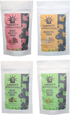 

LIBERTY INTERNATIONAL Rose & Orange & Tulsi & Aloevera Powder ( 114 Gm Each ) For Face , Hair & Skin Care Certified C18(Set of 4)