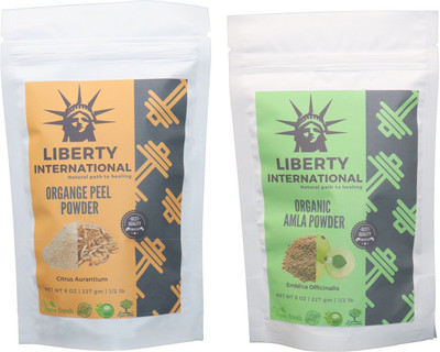 

LIBERTY INTERNATIONAL Orange & Amla Powder ( 227 Gm Each ) For Face , Hair & Skin Care Certified C18(Set of 2)