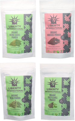 

LIBERTY INTERNATIONAL Heena & Hibiscus & Neem & Tulsi Powder ( 114 Gm Each ) For Face , Hair & Skin Care Certified C18(Set of 4)