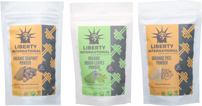 

LIBERTY INTERNATIONAL Soapnut & Indigo & Orange Powder ( 227 Gm Each ) For Face , Hair & Skin Care Certified C18(Set of 3)