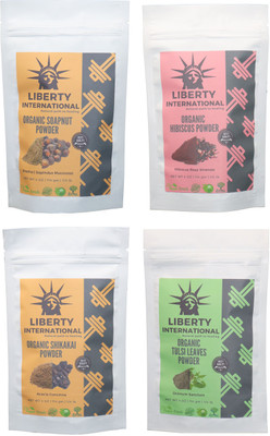 

LIBERTY INTERNATIONAL Soapnut & Hibiscus & Shikakai & Tulsi Powder ( 114 Gm Each ) For Face , Hair & Skin Care Certified C18(Set of 4)