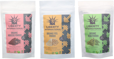 

LIBERTY INTERNATIONAL Hibiscus & Orange & Neem Powder ( 114 Gm Each ) For Face , Hair & Skin Care Certified C18(Set of 3)