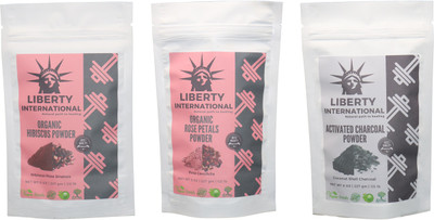 

LIBERTY INTERNATIONAL Hibiscus & Rose & Charcoal Powder ( 227 Gm Each ) For Face , Hair & Skin Care Certified C18(Set of 3)