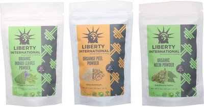 

LIBERTY INTERNATIONAL Indigo & Orange & Neem Powder ( 227 Gm Each ) For Face , Hair & Skin Care Certified C18(Set of 3)