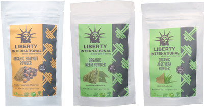 

LIBERTY INTERNATIONAL Soapnut & Neem & Aloevera Powder ( 227 Gm Each ) For Face , Hair & Skin Care Certified C18(Set of 3)