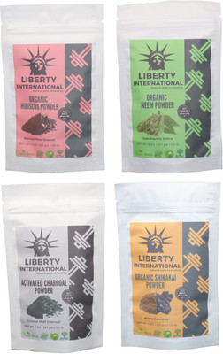 

LIBERTY INTERNATIONAL Hibiscus & Neem & Charcoal & Shikakai Powder ( 227 Gm Each ) For Face , Hair & Skin Care Certified C18(Set of 4)