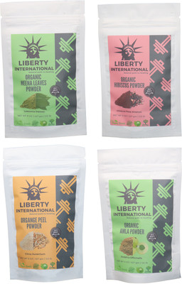 

LIBERTY INTERNATIONAL Heena & Hibiscus & Orange & Amla Powder ( 227 Gm Each ) For Face , Hair & Skin Care Certified C9 912 g(Set of 4)