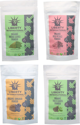 

LIBERTY INTERNATIONAL Heena & Rose & Shikakai & Tulsi Powder ( 227 Gm Each ) For Face , Hair & Skin Care Certified C18(Set of 4)
