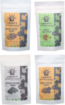 

LIBERTY INTERNATIONAL Soapnut & Amla & Charcoal & Shikakai Powder ( 114 Gm Each ) For Face , Hair & Skin Care Certified C18(Set of 4)