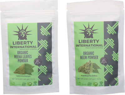 

LIBERTY INTERNATIONAL Heena & Neem Powder ( 227 Gm Each ) For Face , Hair & Skin Care Certified C18(Set of 2)