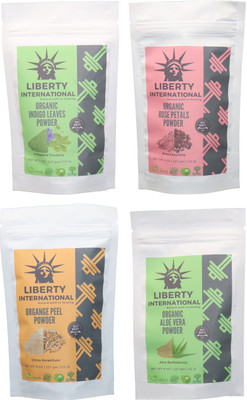 

LIBERTY INTERNATIONAL Indigo & Rose & Orange & Aloevera Powder ( 227 Gm Each ) For Face , Hair & Skin Care Certified C18(Set of 4)