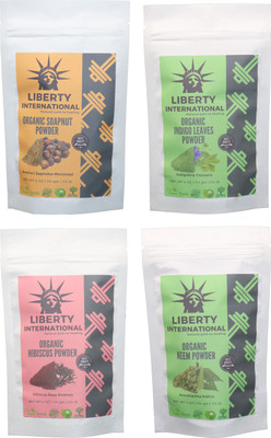 

LIBERTY INTERNATIONAL Soapnut & Indigo & Hibiscus & Neem Powder ( 114 Gm Each ) For Face , Hair & Skin Care Certified C18(Set of 4)