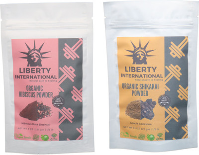 

LIBERTY INTERNATIONAL Hibiscus & Shikakai Powder ( 227 Gm Each ) For Face , Hair & Skin Care Certified C18(Set of 2)