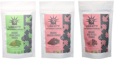 

LIBERTY INTERNATIONAL Heena & Hibiscus & Rose Powder ( 114 Gm Each ) For Face , Hair & Skin Care Certified C18(Set of 3)