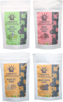 

LIBERTY INTERNATIONAL Indigo & Rose & Orange & Shikakai Powder ( 227 Gm Each ) For Face , Hair & Skin Care Certified C18(Set of 4)