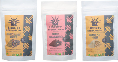 

LIBERTY INTERNATIONAL Soapnut & Hibiscus & Orange Powder ( 114 Gm Each ) For Face , Hair & Skin Care Certified C18(Set of 3)