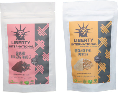 

LIBERTY INTERNATIONAL Hibiscus & Orange Powder ( 227 Gm Each ) For Face , Hair & Skin Care Certified C18(Set of 2)