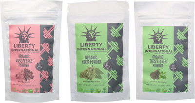 

LIBERTY INTERNATIONAL Rose & Neem & Tulsi Powder ( 227 Gm Each ) For Face , Hair & Skin Care Certified C18(Set of 3)