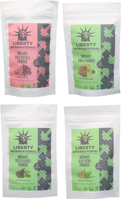 

LIBERTY INTERNATIONAL Rose & Amla & Tulsi & Aloevera Powder ( 227 Gm Each ) For Face , Hair & Skin Care Certified C18(Set of 4)