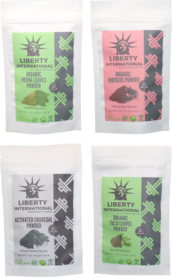 

LIBERTY INTERNATIONAL Heena & Hibiscus & Charcoal & Tulsi Powder ( 114 Gm Each ) For Face , Hair & Skin Care Certified C18(Set of 4)
