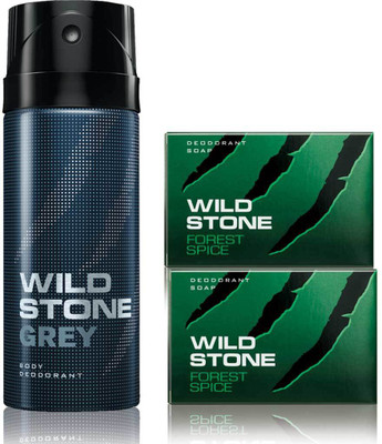 

Wild Stone Grey Deodorant and 2 Forest Spice 75gm Soap(Set of 3)