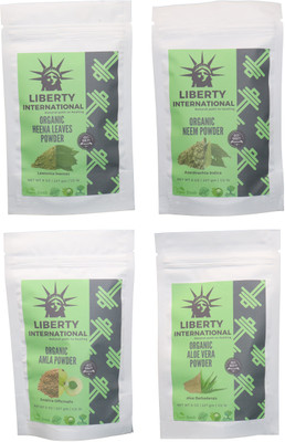 

LIBERTY INTERNATIONAL Heena & Neem & Amla & Aloevera Powder ( 227 Gm Each ) For Face , Hair & Skin Care Certified C18(Set of 4)