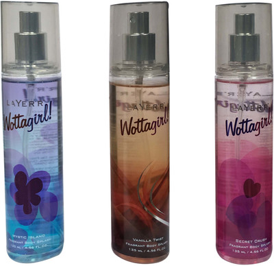 

LAYER'R VANILLA TWIST , MYSTIC ISLAND AND SECRET CRUSH (PACK OF 3) Body Spray - For Women(135 ml)