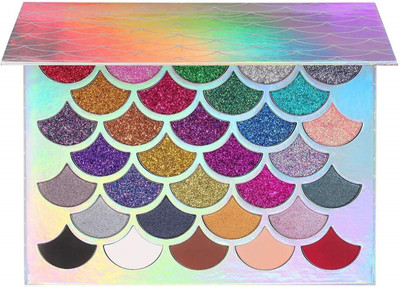 

CLEOF Mermaid Glitter Eyeshadow Palette - (32 Colors) - 21 Pressed Glitters, 6 Shimmery 5 Matte Shades - Highly Pigmented - Waterproof Long-Lasting 25 g(MULTICOLOR)