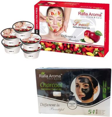 

rafia aroma Charcoal & Mix Fruit Facial Kit 620 g(Set of 2)