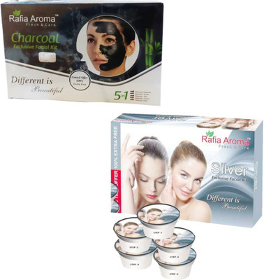 

rafia aroma Charcoal & Silver Facial Kit 620 g(Set of 2)