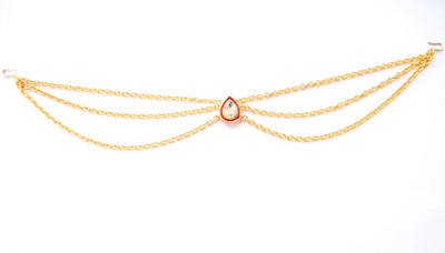 

Pretty Ponytails Ethnic Hair Chain, Matha Patti , Wedding Jewelry Red and Gold Hair Chain(Gold, Red)