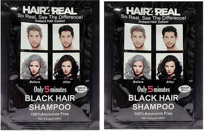 

Hair4real 5 Minute Instant Black Hair Color Shampoo And Dye (25 Ml X 2 Sachets) Hair Color(Black)