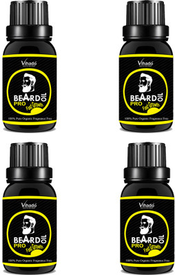 

VIHADO Beard Growth Oil 100 Percent Organic Beard and Moustache Hair Growth Oil PRO fast growth 10 ml (Pack of 4) Hair Oil(10 ml)