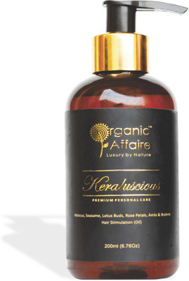 

Organic Affaire Keraluscious (Hair Stimulation Oil), 200ml (6.76oz) | Hibiscus, Sesame, Lotus Buds, Rose Petals Amla & Brahmi | Certified Organic & Natural Ingredients| No Paraben, Mineral Oil, Alcohol or Sulfates | Stimulates Growth, Long, Thick & Dark H