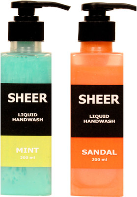 

Sheer Premium Liquid Hand wash Mint, Sandal (200ml each)(400 ml, Pump Dispenser, Pack of 2)