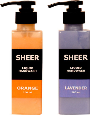 

Sheer Premium Liquid Hand wash Orange,Lavender (200ml each)(400 ml, Pump Dispenser, Pack of 2)