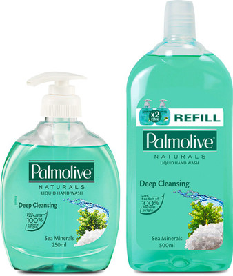 

Palmolive Naturals Hand Wash Sea Mineral - 250 ml Pump with Naturals Hand Wash Sea Mineral - 500 ml Refill(750 ml, Bottle, Pack of 2)