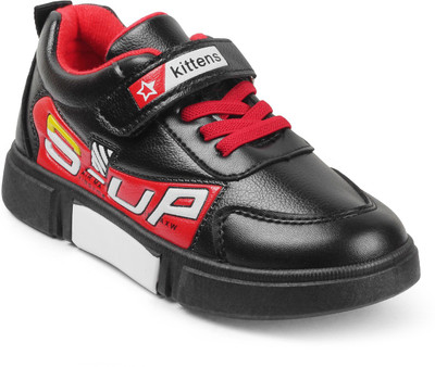 

KITTENS Boys Slip on Running Shoes(Black