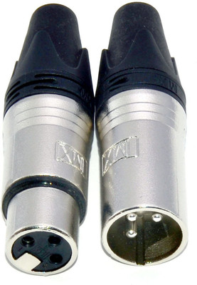 

MX 3 Pin Mic connector Male and Female Combo for Amplifier Guitar Mixer Connectors(Silver, Black)