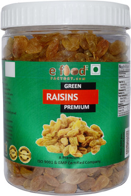 

e food factory Green Kishmish Premium (Raisins) 500 In Pet Jar Raisins(500 g, Mason Jar)