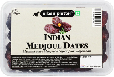 

Urban Platter Indian Medjoul Dates, 500g / 17.6oz [Khajoor, Dates from Rajasthan, Medium Sized] Dates(500 g, Box)