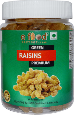 e food factory Green Kishmish (Raisins) Premium 250 In Pet Jar Raisins(250 g, Plastic Bottle)
