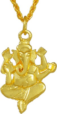 Dzinetrendz Gold plated Ganpati Ganesh Hindu God temple Jewellery chain pendant necklace Women and Men Gold-plated Brass Pendant