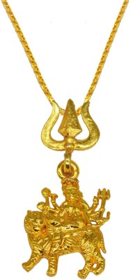 Sullery Lord Shiv Trishul With Maa Durga Sherawali Locket With Chain Gold, Metal Pendant Stainless Steel Pendant