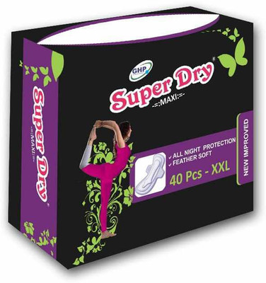 

Superdry Present all night safe feather soft XXL maxi pack of 40 pcs Sanitary Pad(Pack of 40)
