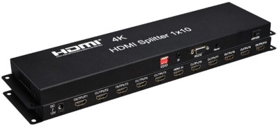 microware HDMI Splitter 1 in 10 Out Full HD 4K/2K 3D Resolution with IR Extension Edin Management RS 232 Works with Monitors Projecters DVD Player A/V Receiver Set Top Box etc Media Streaming Device(Black)