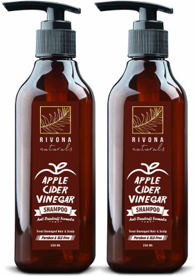 

RIVONA NATURALS Apple Cider Vinegar Shampoo - 500 ML ( Combo Pack of 2 ) - Best Anti dandruff And Hair fall Control Shampoo | Paraben, SLS, Alcohol, Silicone & Phthalate Free(500 ml)