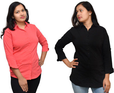 KUNDAN SULZ GWALIOR Women Solid Casual Multicolor Shirt(Pack of 2)