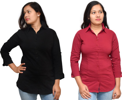 KUNDAN SULZ GWALIOR Women Solid Casual Multicolor Shirt(Pack of 2)